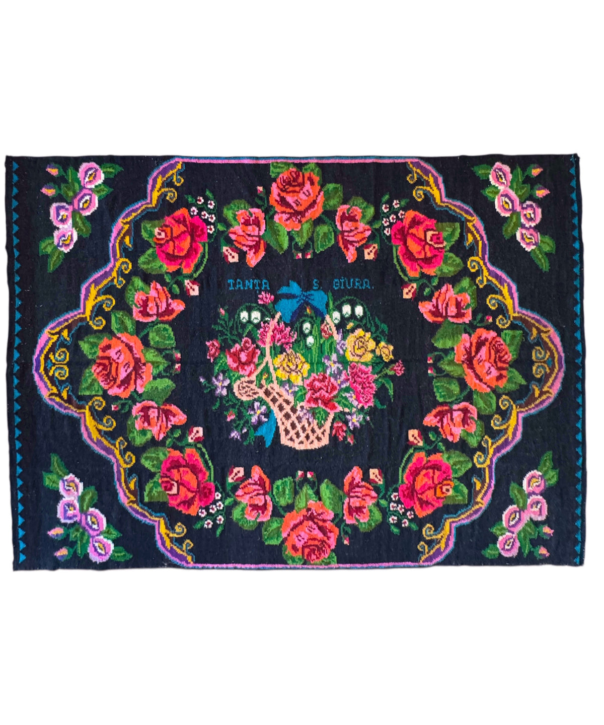 Vintage Floral Oltenian Wool Rug, 266x185 cm