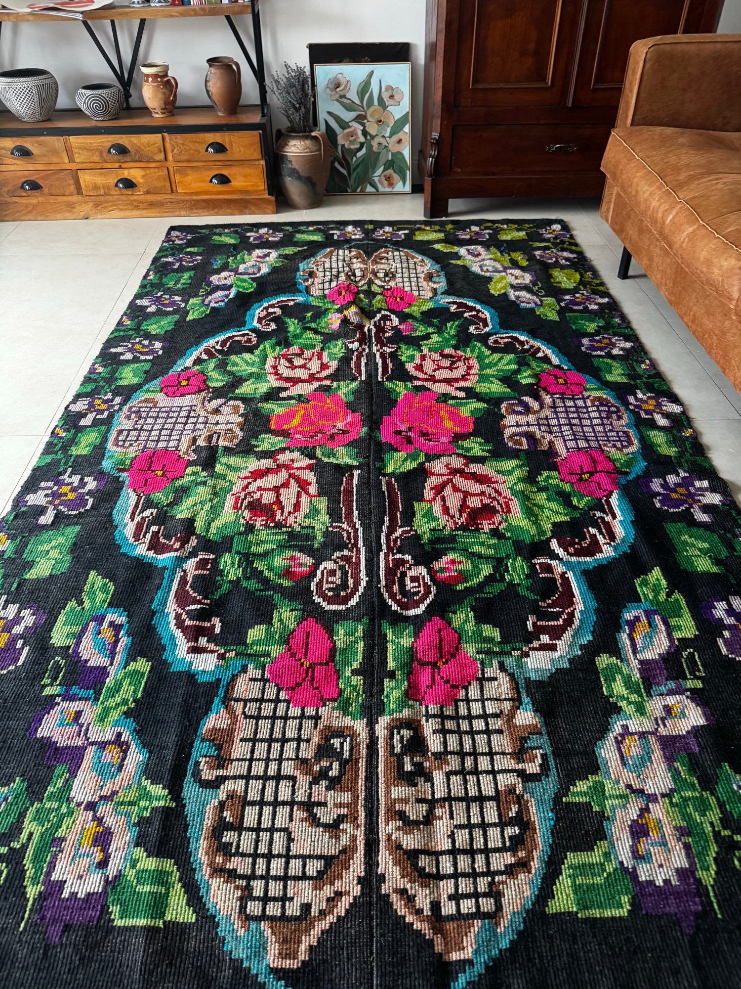 Vintage Floral Oltenian Wool Rug, 295x160 cm, view 2