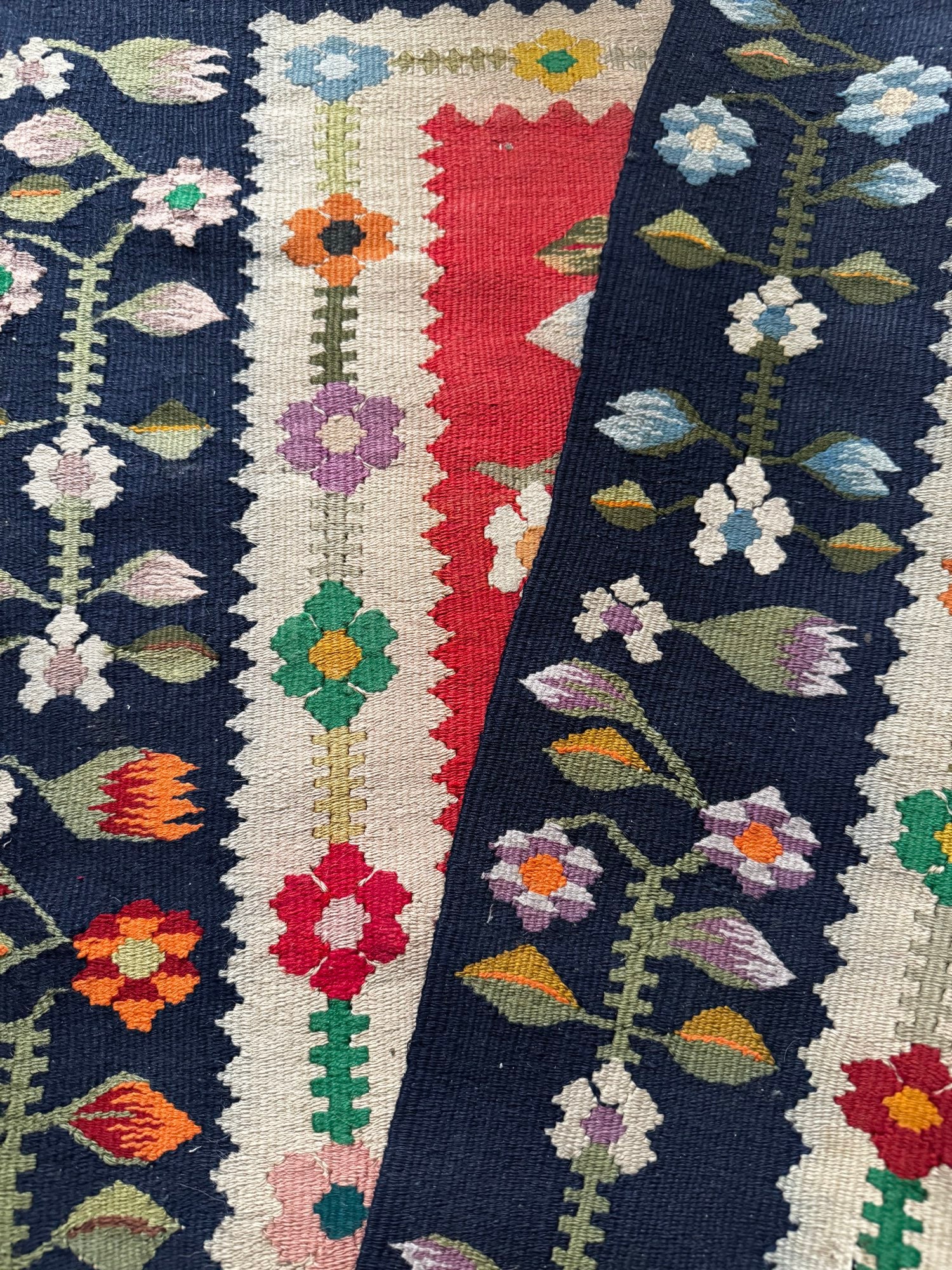 Vintage Red Floral Oltenian Wool Runner Rug, 185x70 cm, view 10