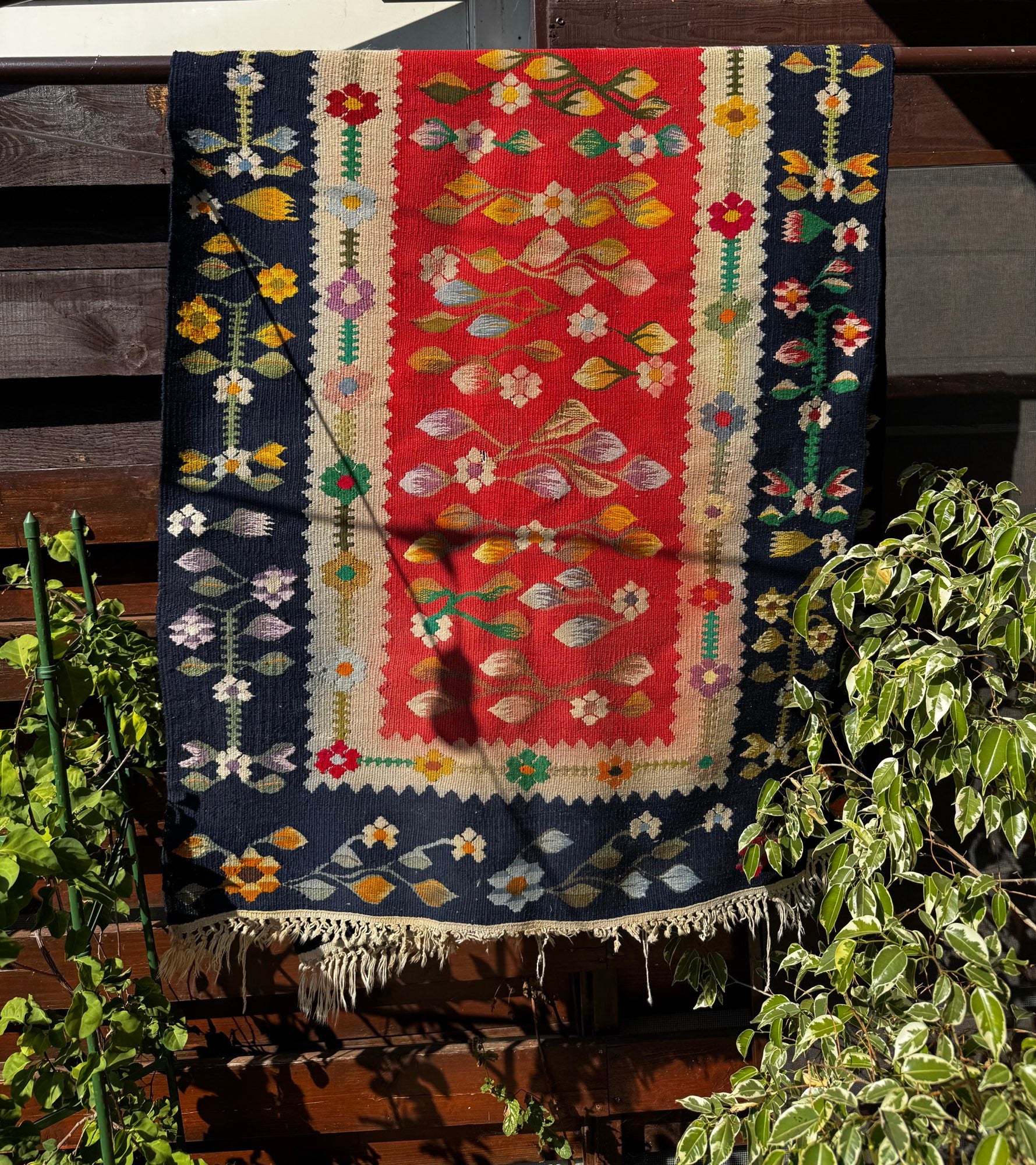 Vintage Red Floral Oltenian Wool Runner Rug, 185x70 cm, view 2