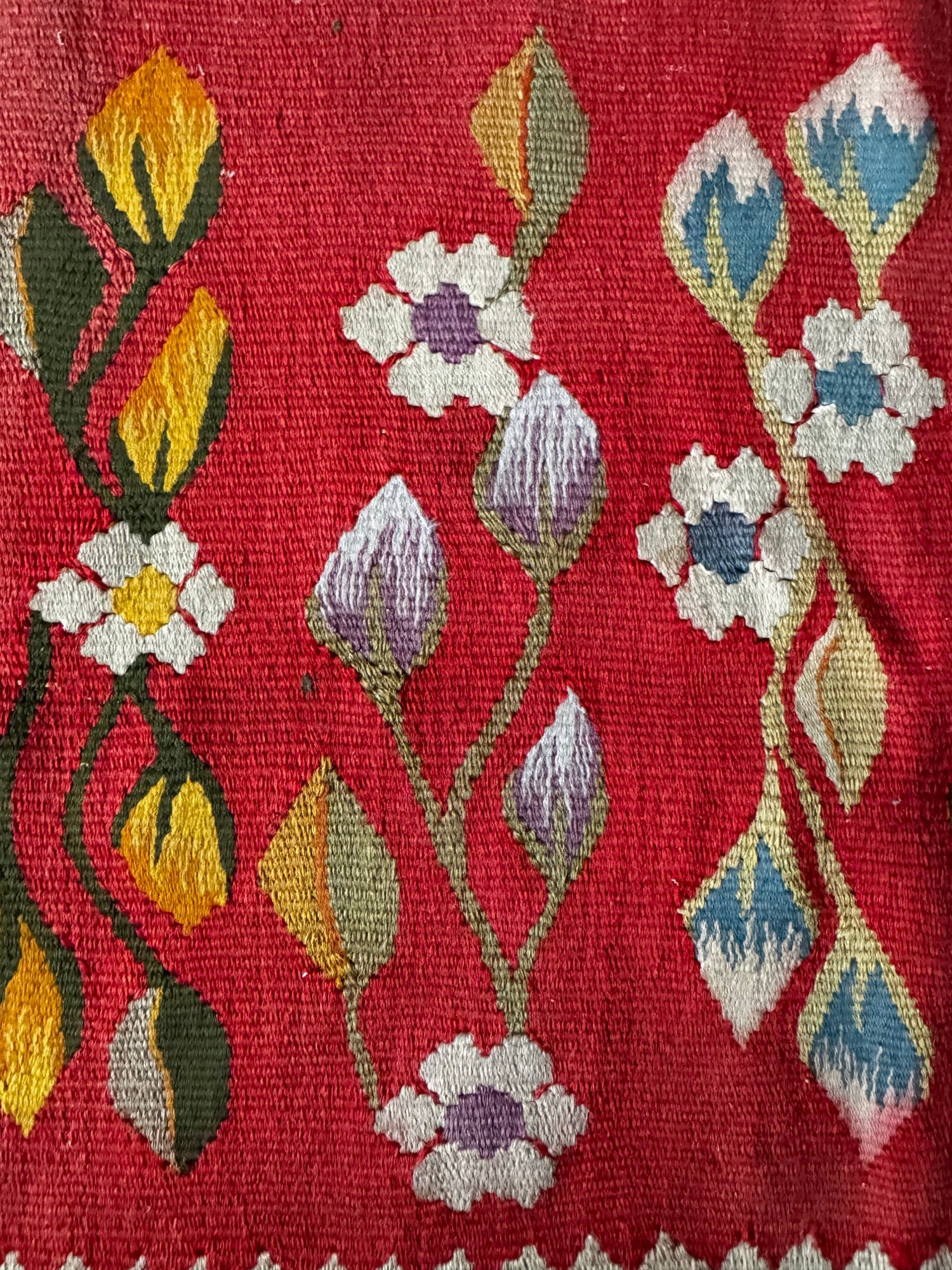 Vintage Red Floral Oltenian Wool Runner Rug, 185x70 cm, view 4