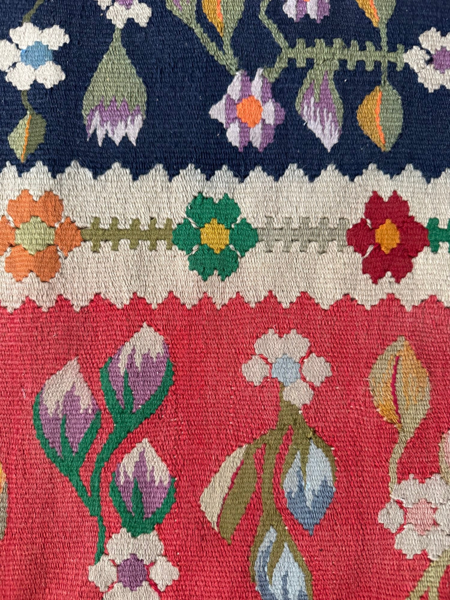 Vintage Red Floral Oltenian Wool Runner Rug, 185x70 cm, view 6