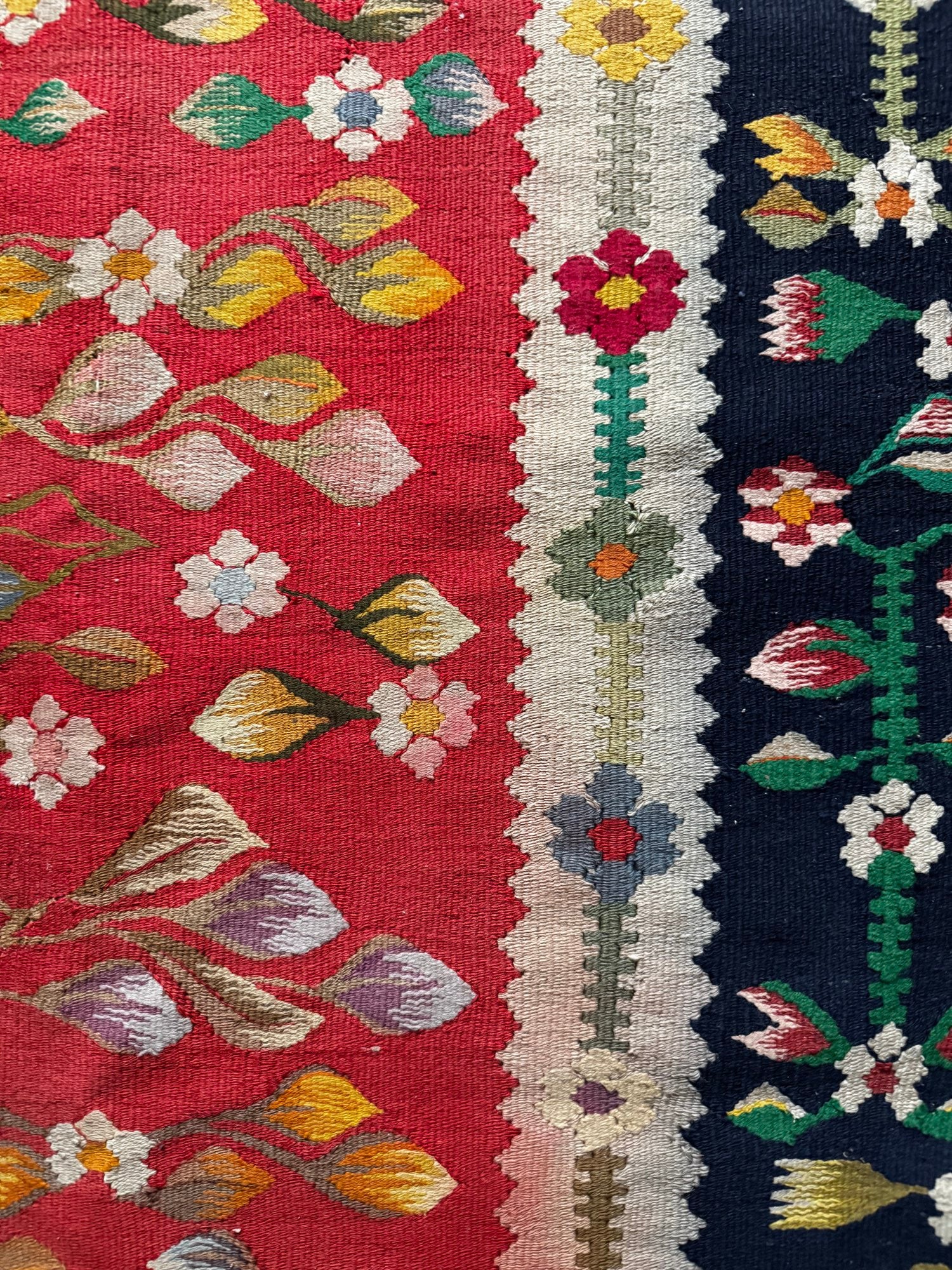Vintage Red Floral Oltenian Wool Runner Rug, 185x70 cm, view 7