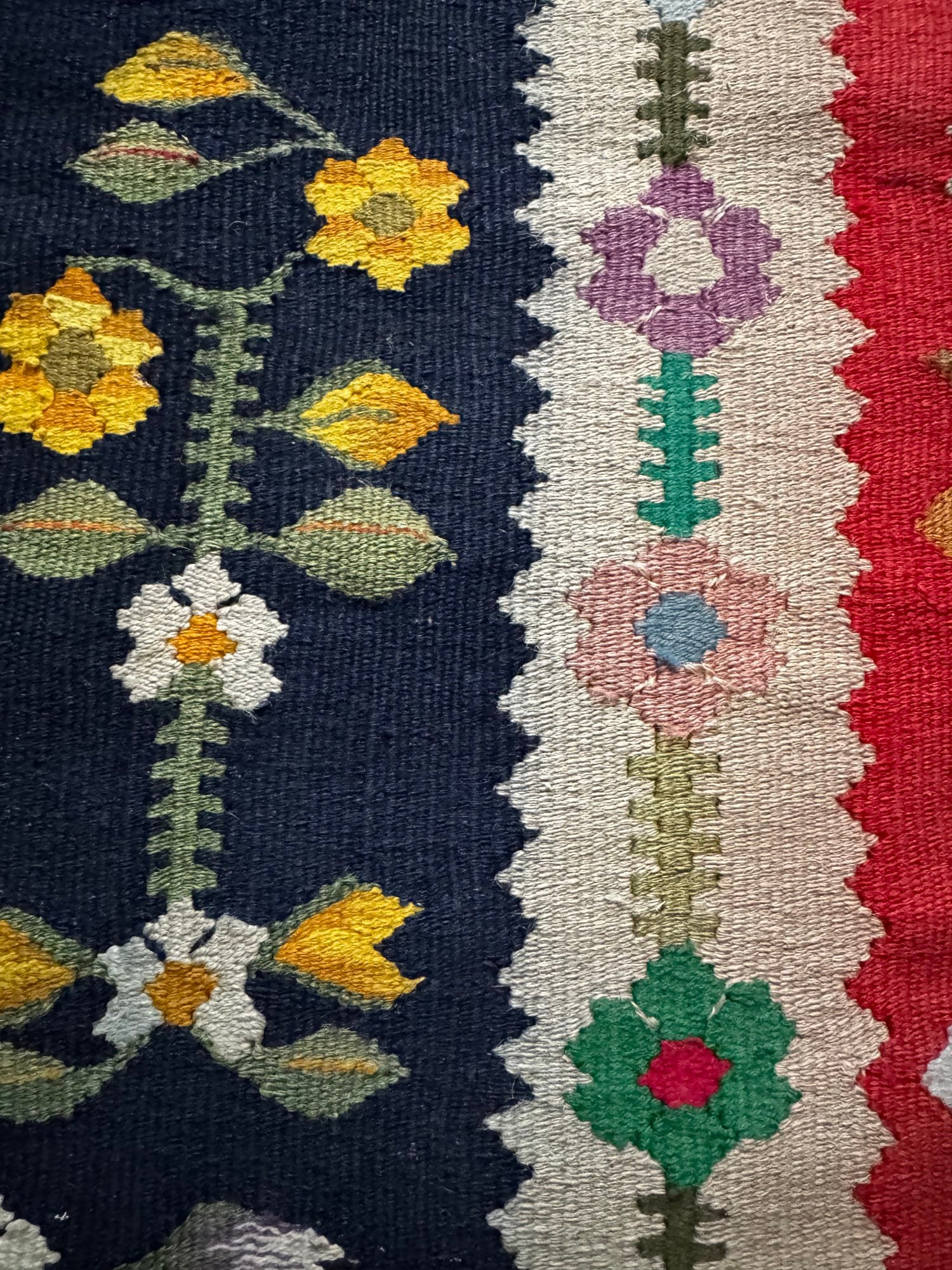Vintage Red Floral Oltenian Wool Runner Rug, 185x70 cm, view 9