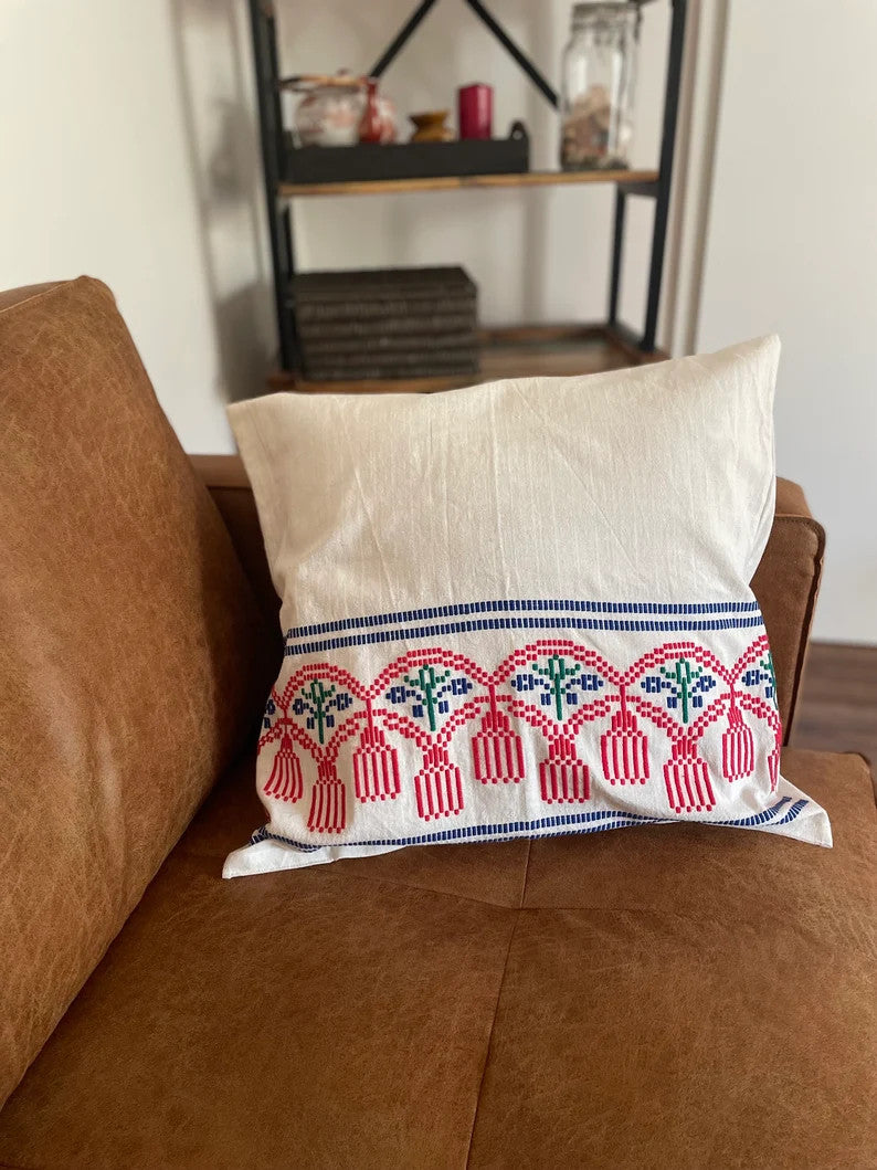 Vintage Handloom Pillow Cover, Rustic Pattern, 50x50 cm, view 2