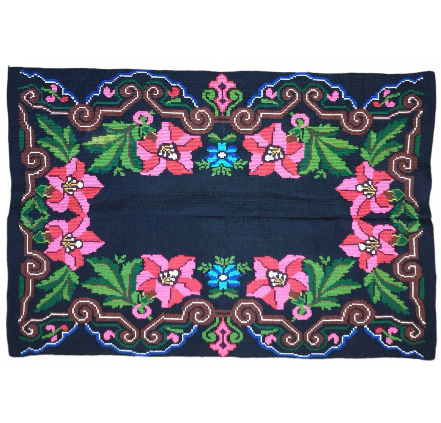 Vintage Floral Romanian Bedspread or Rug, 196x137 cm
