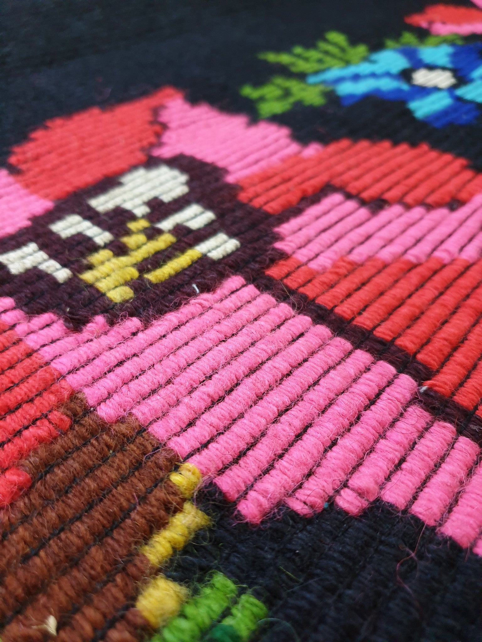 Vintage Floral Romanian Bedspread or Rug, 196x137 cm, view 8