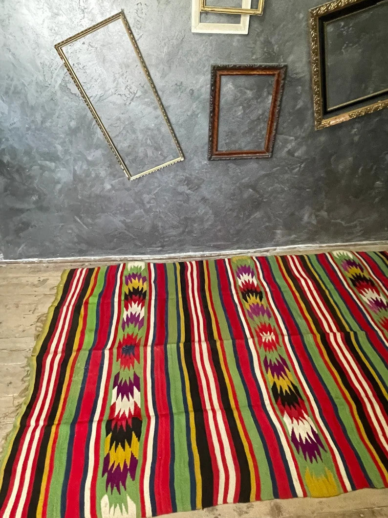 Vintage Geometric Romanian Kilim Rug, 290x158 cm, view 2