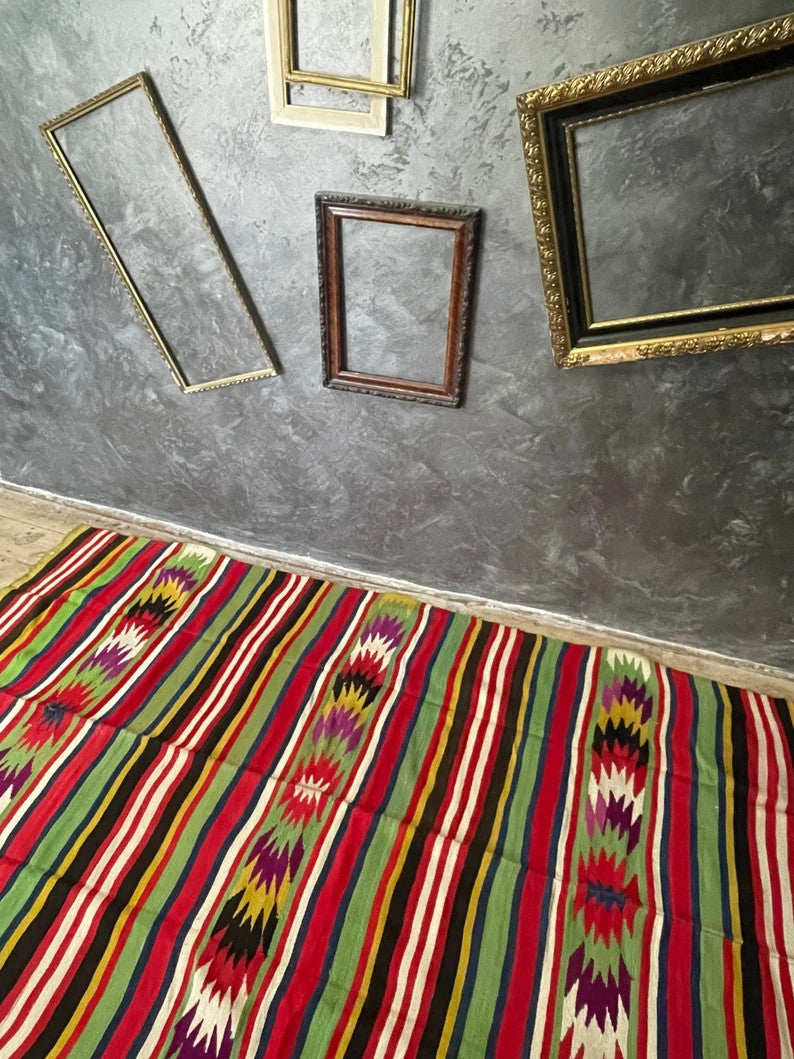 Vintage Geometric Romanian Kilim Rug, 290x158 cm, view 3