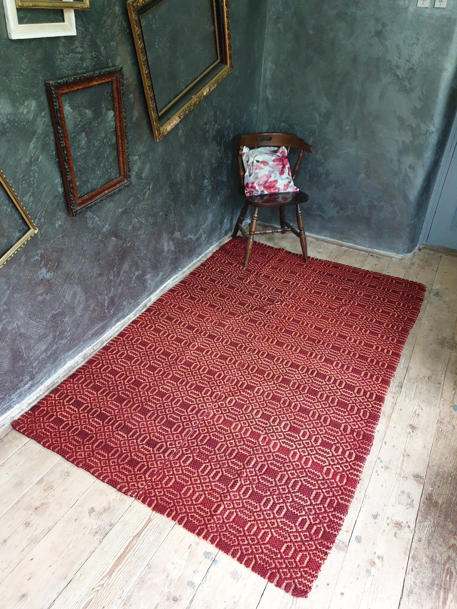 Vintage Floral Romanian Kilim Rug, 218x140 cm