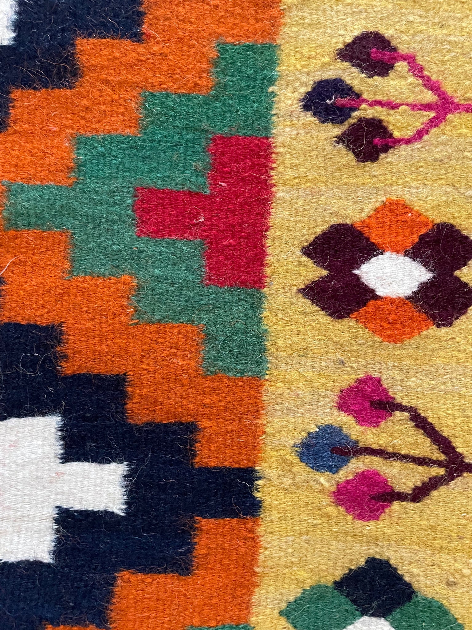 Vintage Red Geometric Romanian Kilim Rug, 225x141 cm, view 9