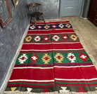 Vintage Red Geometric Romanian Kilim Rug, 232x152 cm, view 3