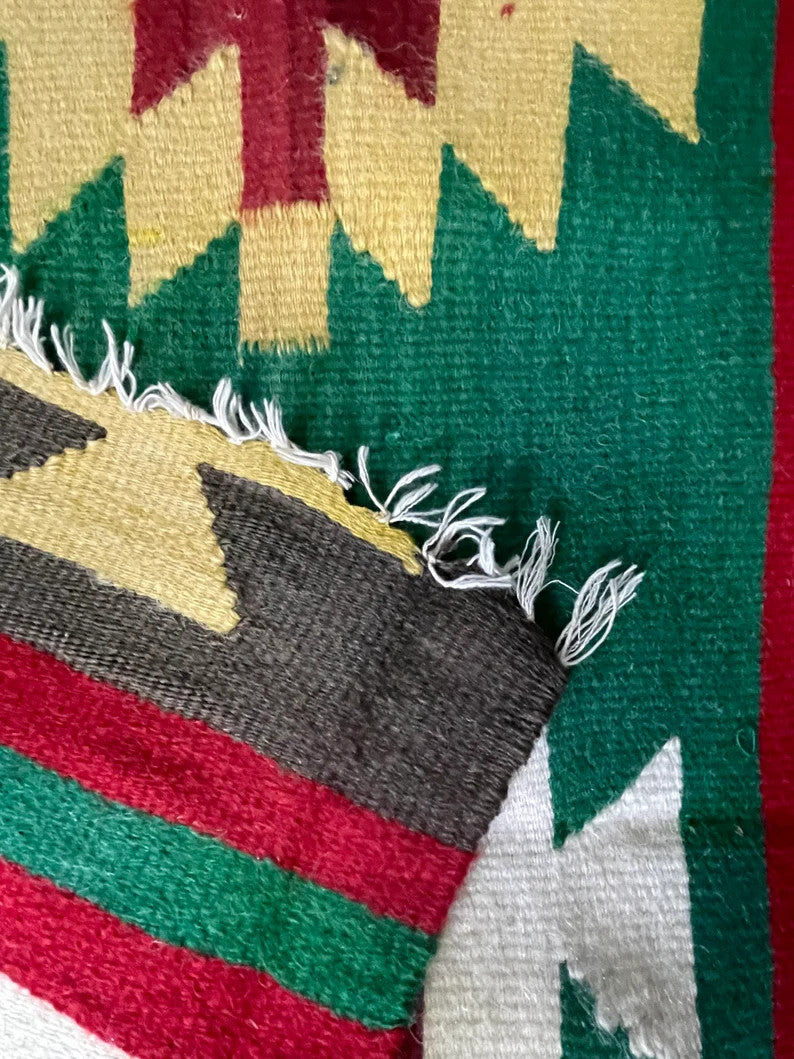Vintage Red Geometric Romanian Kilim Rug, 232x152 cm, view 5