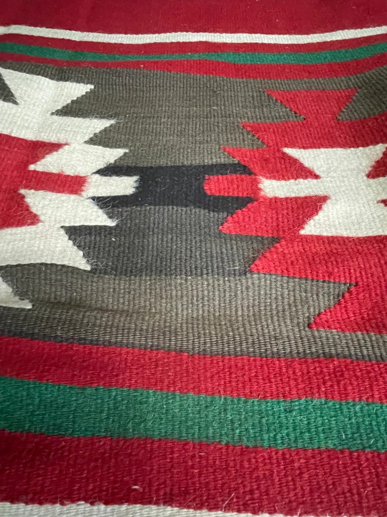 Vintage Red Geometric Romanian Kilim Rug, 232x152 cm, view 7