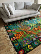 Vintage Romanian Rug with Deer, 300x172 cm, view 3