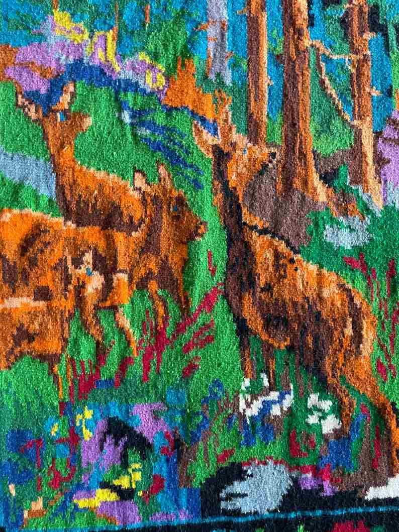 Vintage Romanian Rug with Deer, 300x172 cm, view 8