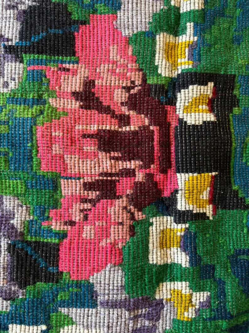 Vintage Black Floral Romanian Rug, 223x153 cm, view 8