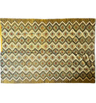 Vintage Yellow Geometric Romanian Rug, 202x142 cm