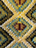 Vintage Yellow Geometric Romanian Rug, 202x142 cm, view 10