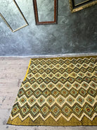 Vintage Yellow Geometric Romanian Rug, 202x142 cm, view 5