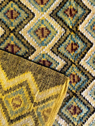 Vintage Yellow Geometric Romanian Rug, 202x142 cm, view 6