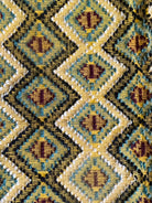 Vintage Yellow Geometric Romanian Rug, 202x142 cm, view 9
