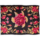 Traditional Romanian floral rug with black background and vibrant colours