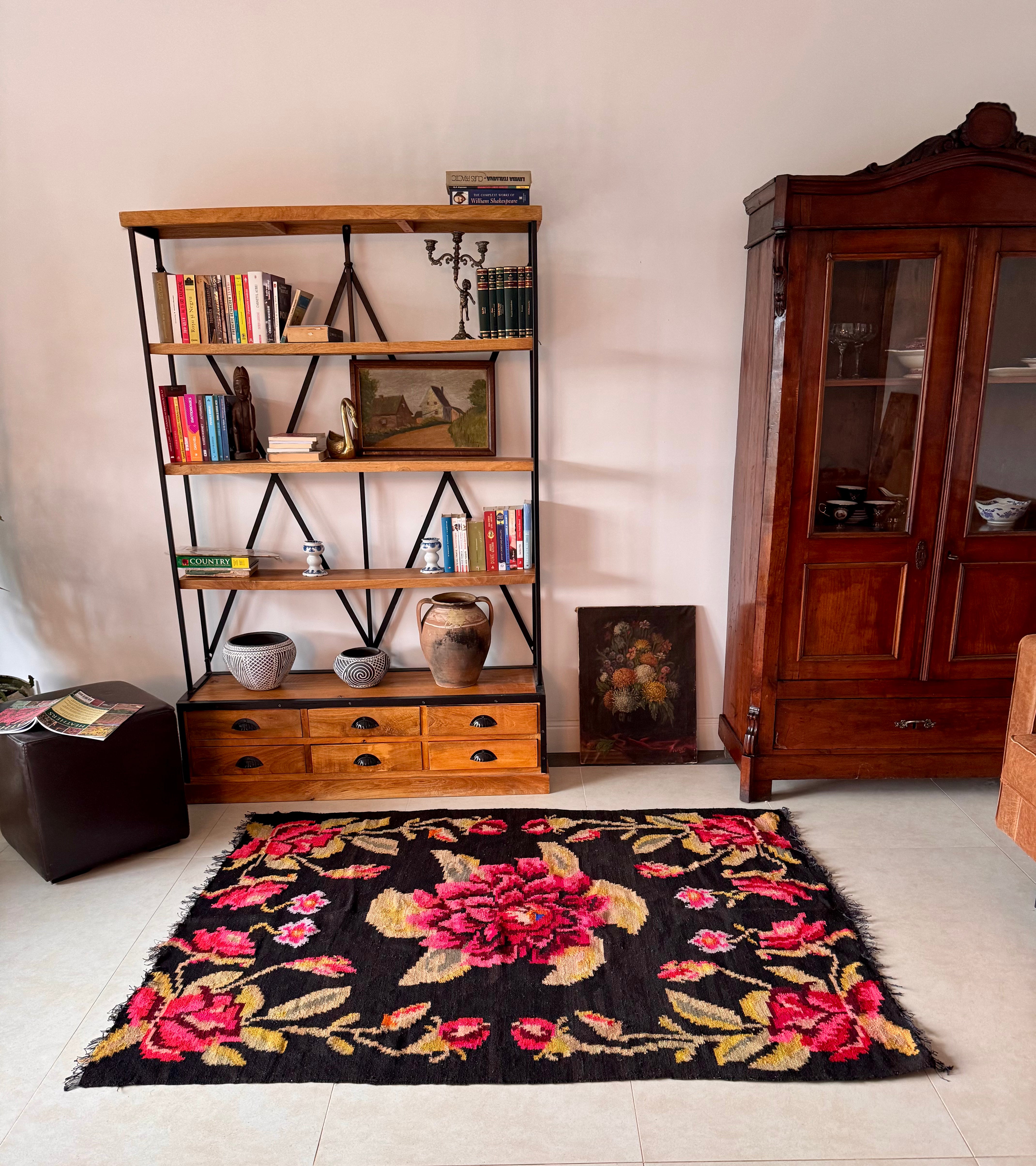 Vintage Maramureș rug featuring traditional floral patterns