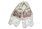 Vintage Embroidered Folk Towel with Lace, 196x41 cm