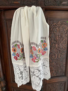 Vintage Embroidered Folk Towel with Lace, 196x41 cm, view 3
