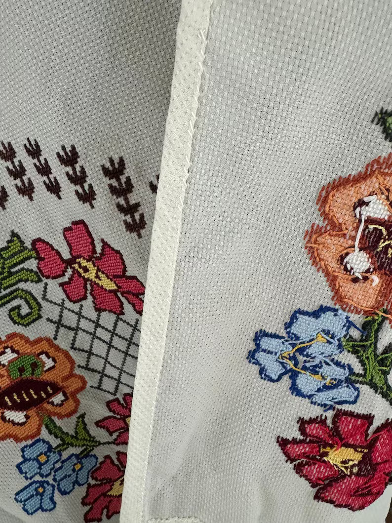 Vintage Embroidered Folk Towel with Lace, 196x41 cm, view 4