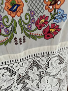 Vintage Embroidered Folk Towel with Lace, 196x41 cm, view 7