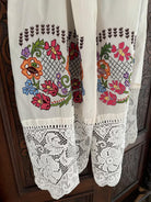 Vintage Embroidered Folk Towel with Lace, 196x41 cm, view 9