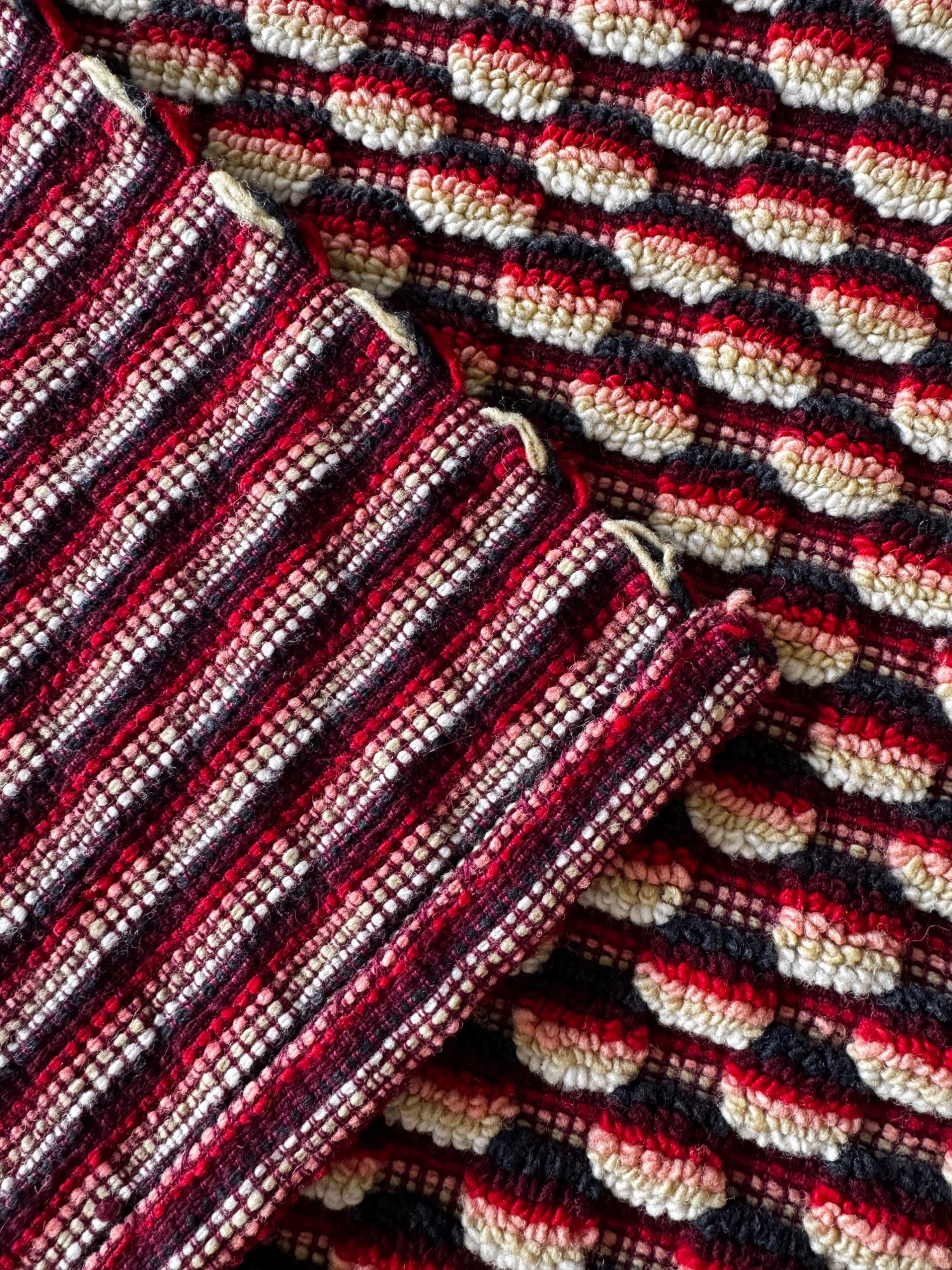Vintage Romanian Wool Bedspread or Rug, 190x170 cm, view 11