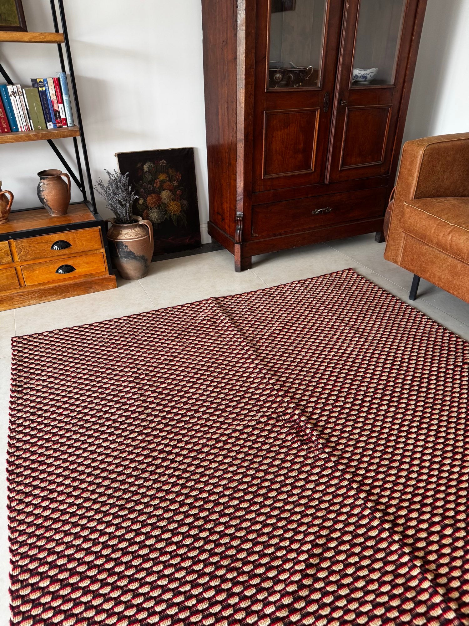 Vintage Romanian Wool Bedspread or Rug, 190x170 cm, view 14