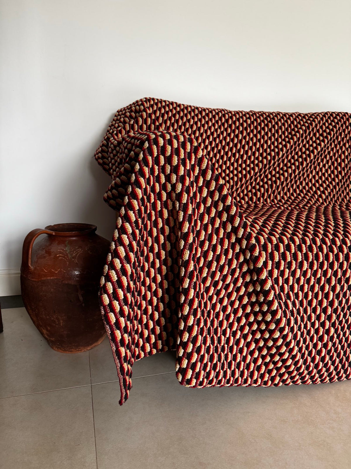 Vintage Romanian Wool Bedspread or Rug, 190x170 cm, view 15