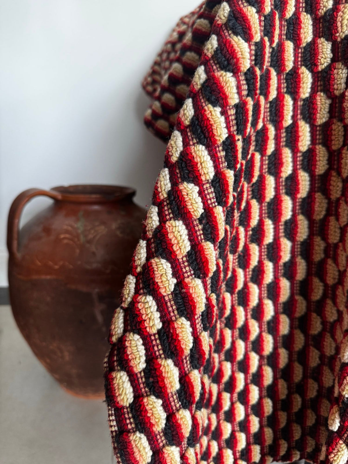 Vintage Romanian Wool Bedspread or Rug, 190x170 cm, view 2