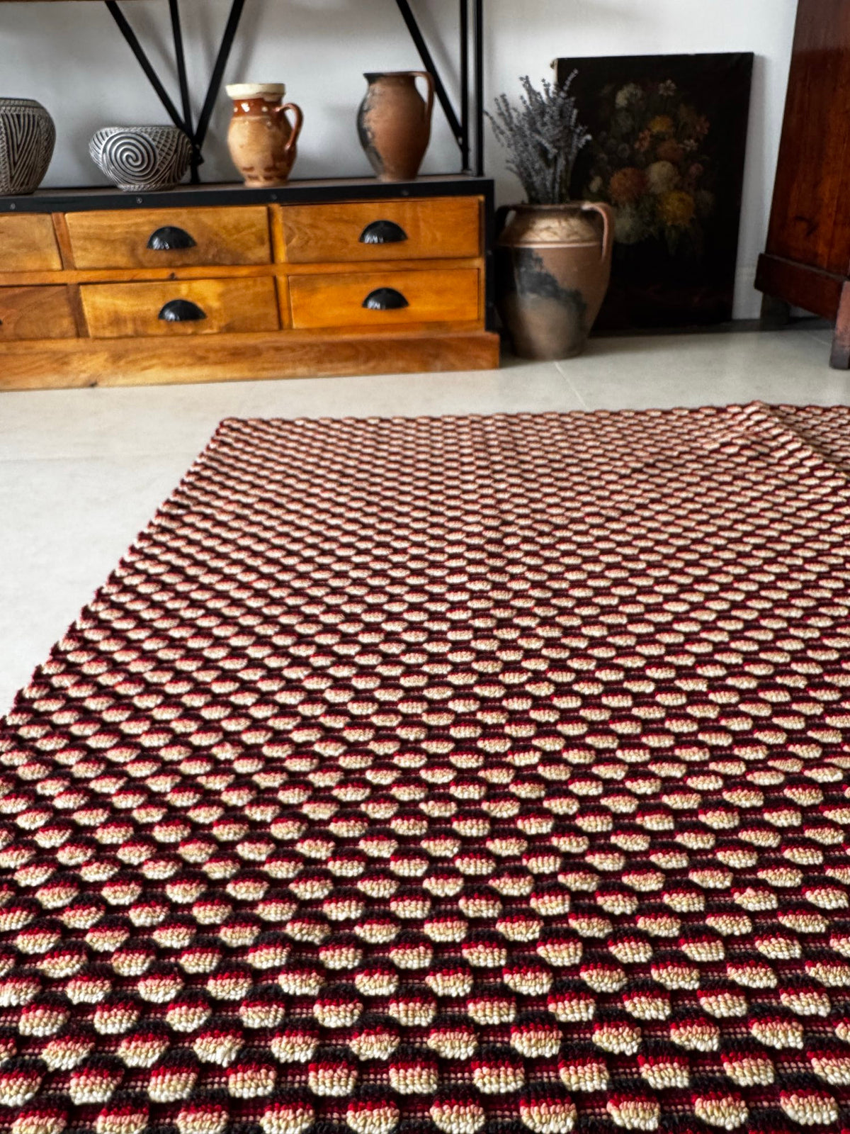 Vintage Romanian Wool Bedspread or Rug, 190x170 cm, view 3