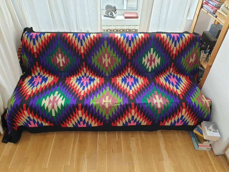 Vintage Romanian Wool Bedspread or Rug, 260x144 cm, view 7