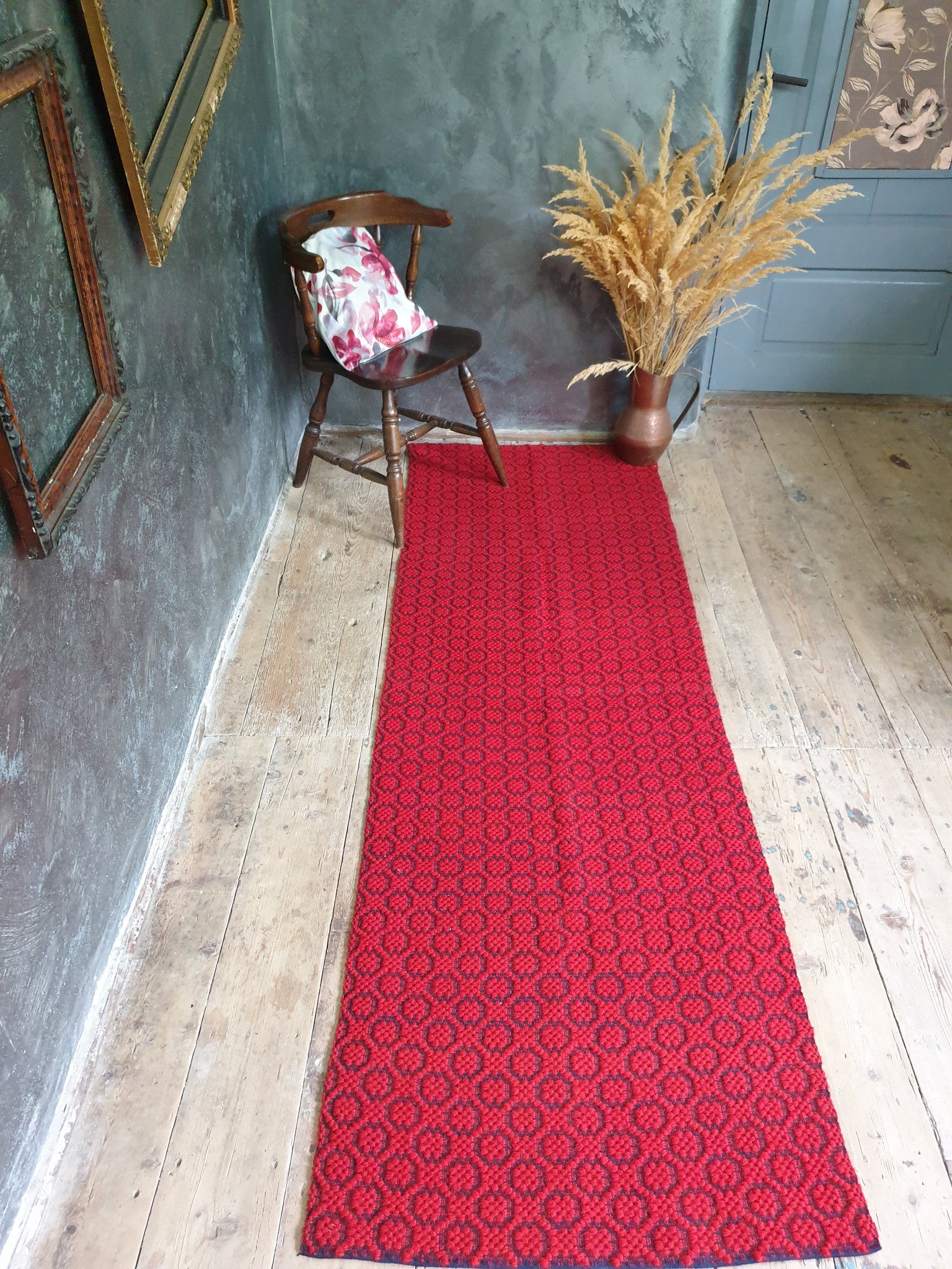 Vintage Red Floral Romanian Wool Kilim Runner, 233x76 cm, view 5
