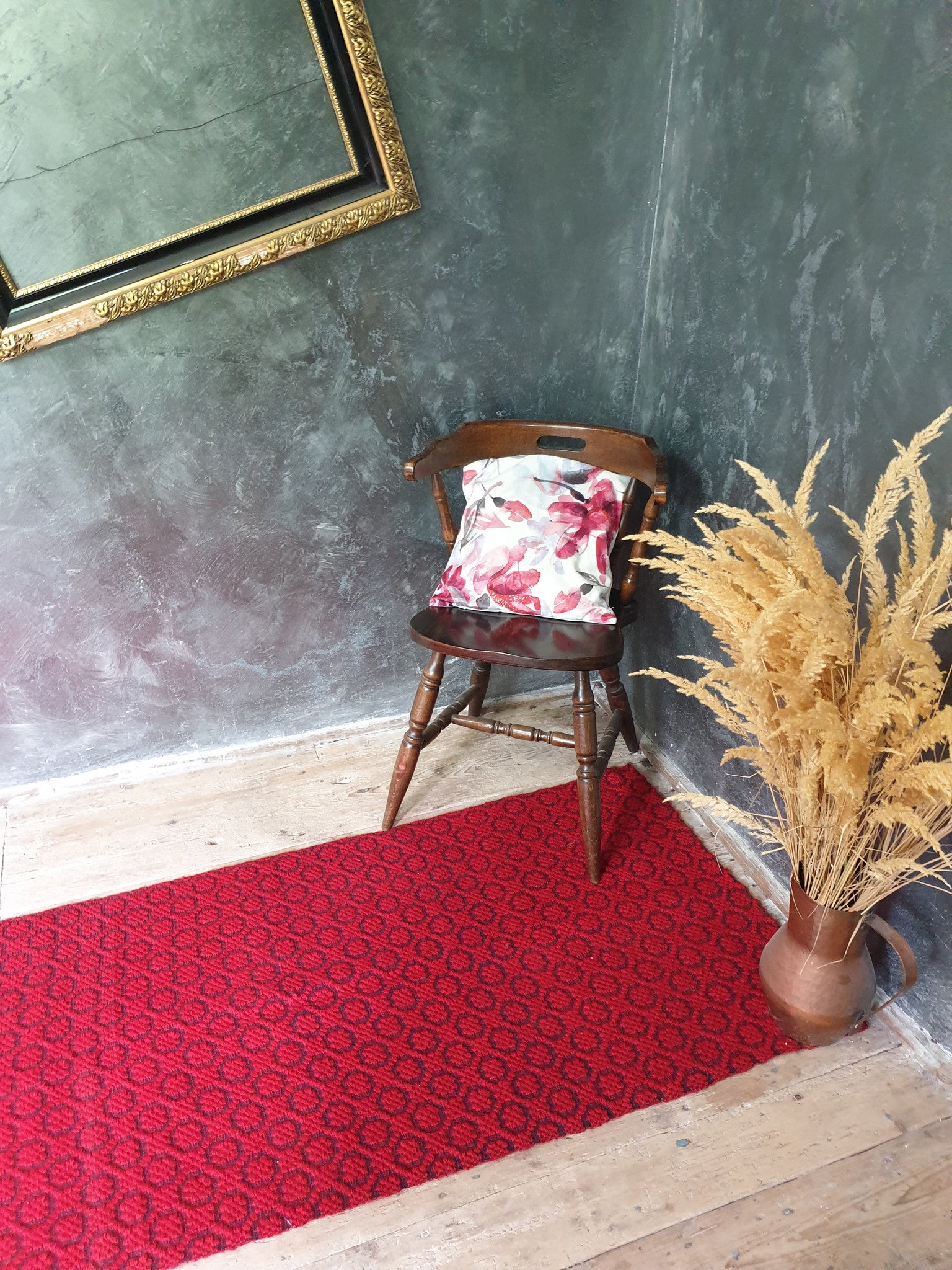 Vintage Red Floral Romanian Wool Kilim Runner, 233x76 cm, view 7