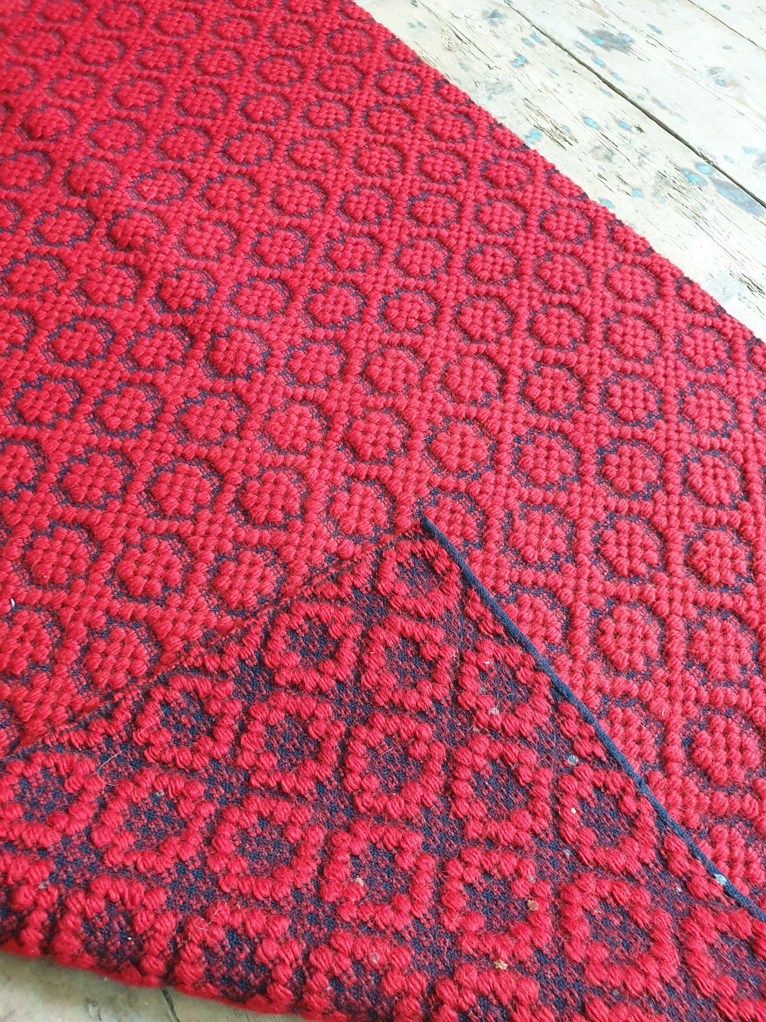 Vintage Red Floral Romanian Wool Kilim Runner, 233x76 cm, view 8
