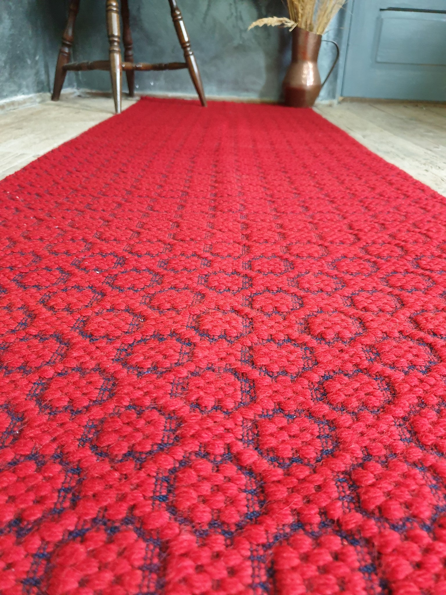 Vintage Red Floral Romanian Wool Kilim Runner, 233x76 cm, view 9