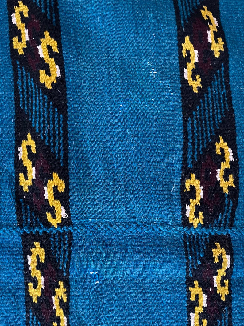Vintage Blue & Yellow Romanian Wool Rug, 183x140 cm, view 5