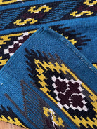 Vintage Blue & Yellow Romanian Wool Rug, 183x140 cm, view 8