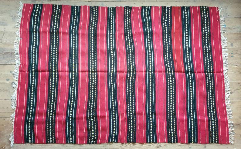 Vintage Burgundy Romanian Wool Rug, 220x150 cm, view 10