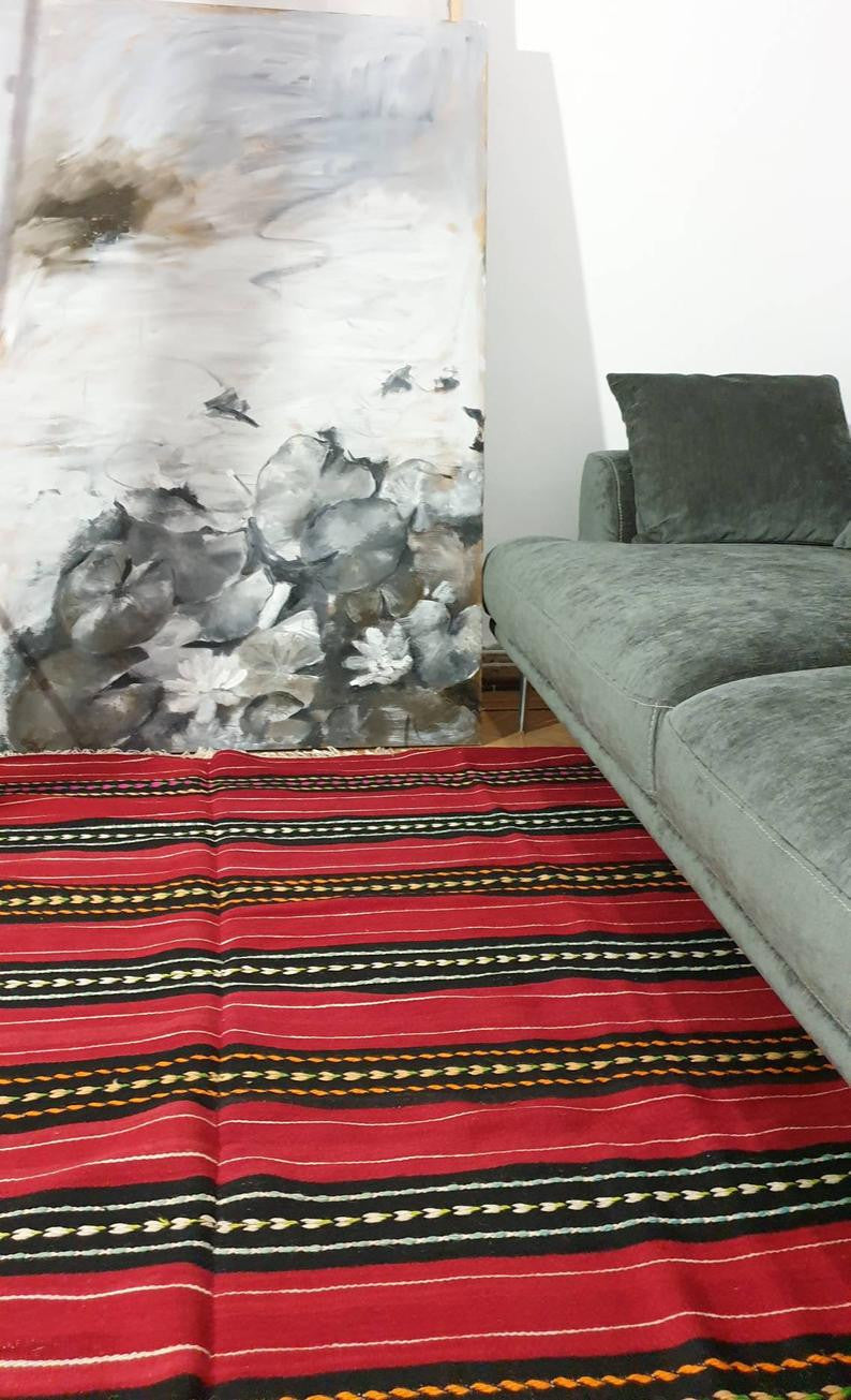 Vintage Burgundy Romanian Wool Rug, 220x150 cm, view 4