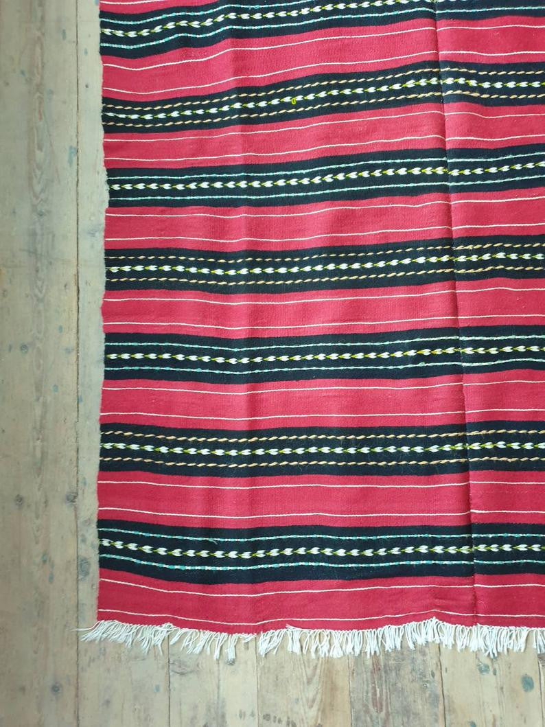 Vintage Burgundy Romanian Wool Rug, 220x150 cm, view 7