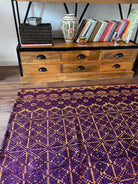 Vintage Purple Floral Romanian Wool Rug, 178x156 cm
