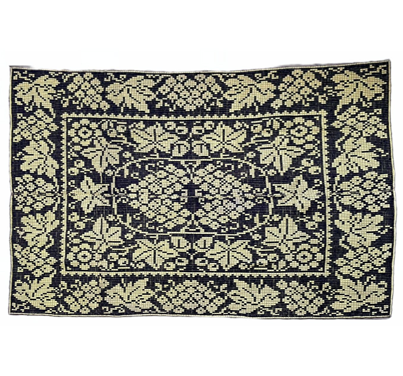 Vintage Yellow Floral Romanian Wool Rug, 196x132 cm